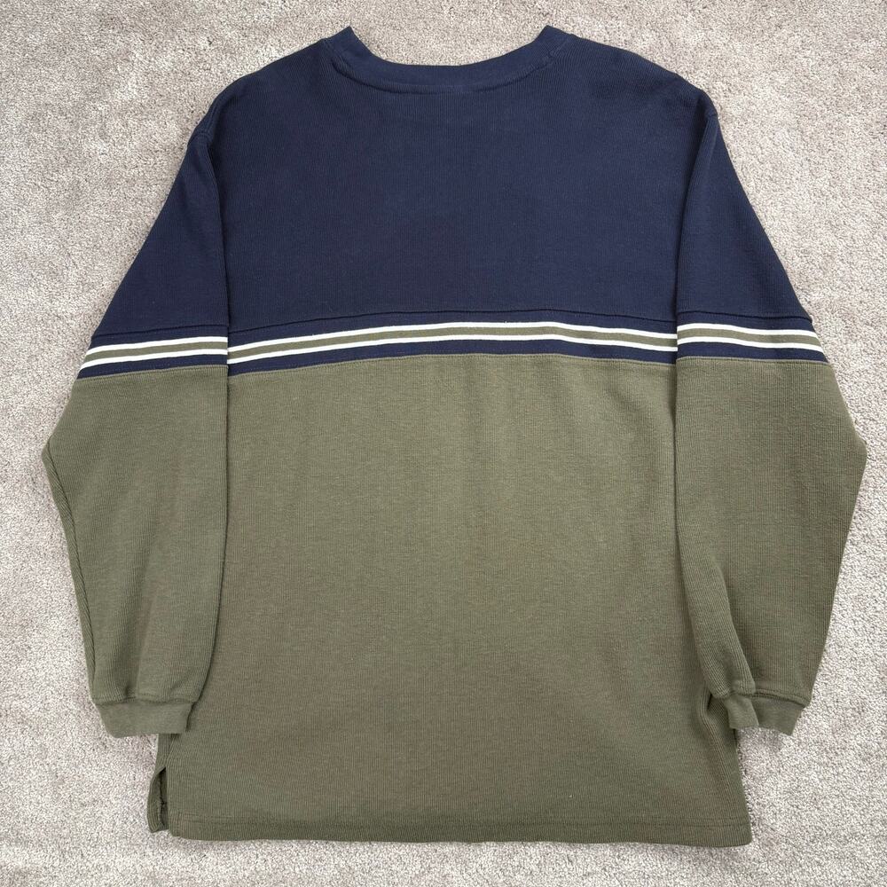 Faded Glory Size M Navy Olive Colorblock Ribbed Knit Long Sleeve Top Skate